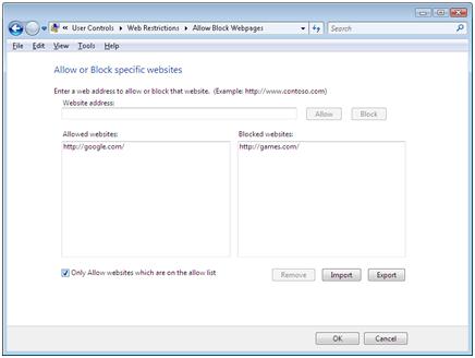 Allow Block Webpages